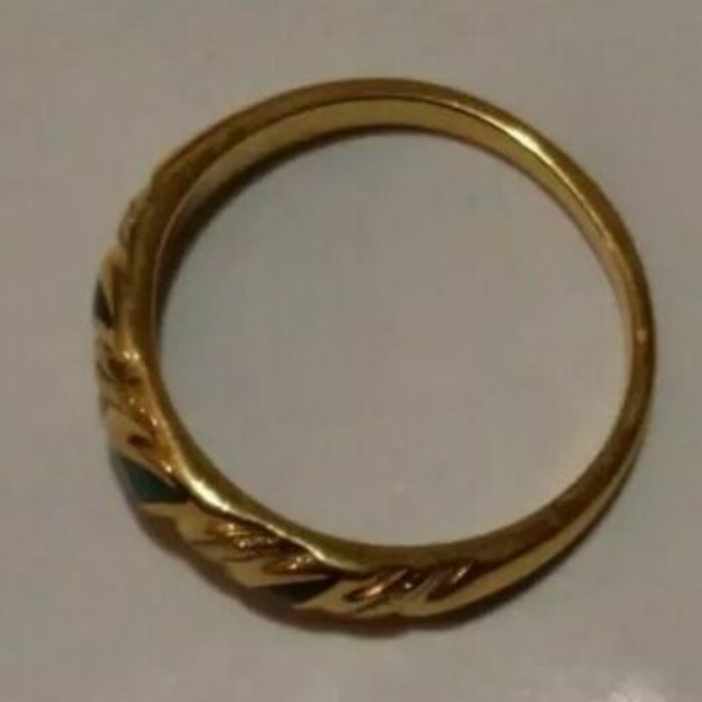 Black Onyx/Turquoise Inlay 14K Gold Plated NWOT Size  7 - Picture 3 of 8